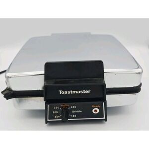 Vtg MCM Toastmaster 270B‎ Chrome Waffle Iron Double Griddle Non-Stick Tested!